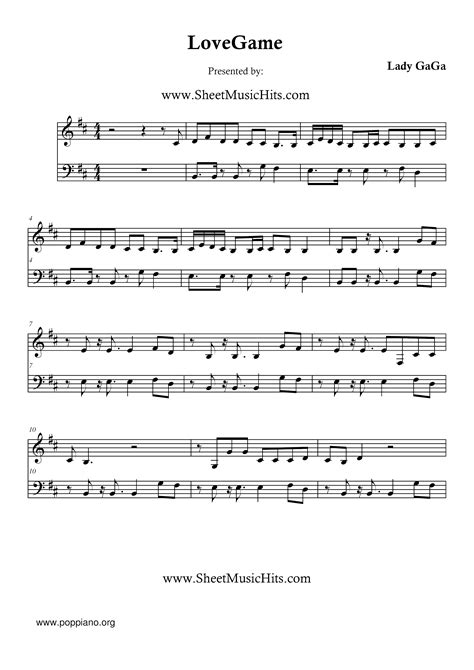 Lady Gaga Love Game Sheet Music Pdf レディー・ガガ Free Score Download ★