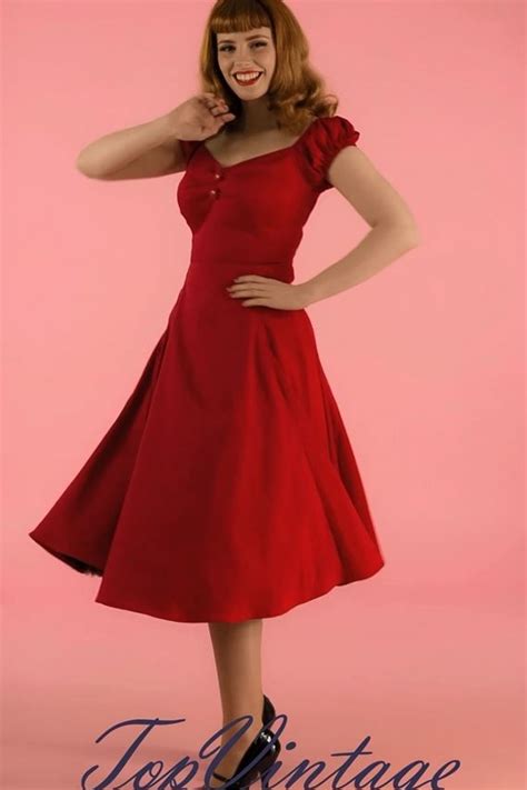 50s Dolores Doll Swing Dress In Red