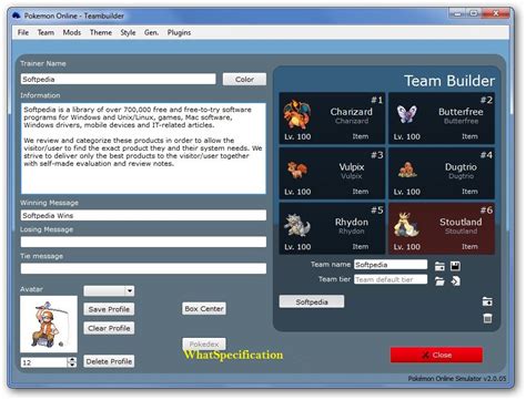 WhatSpecification: Pokemon Online Battle Simulator 2.0.05