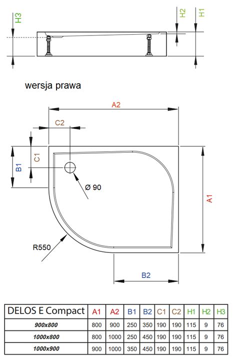 Radaway Brodzik Akrylowy Delos E Compact 100x90 Prawy SDE1090 05R