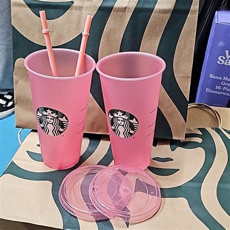 Starbucks Dining New Starbucks Cold Cups 24 Oz Pink With Glitter