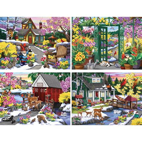 Set Of 4 Nancy Wernersbach 300 Large Piece Jigsaw Puzzles Bits And