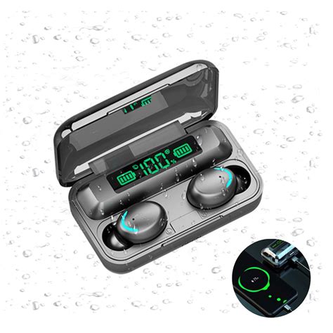 F9 5 Wireless Earbuds Headphones Waterproof Touch Control Headset With Led Digital Display