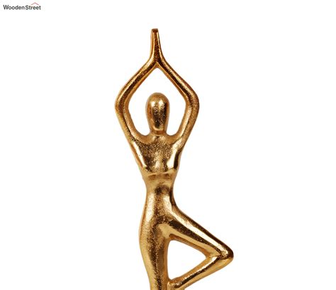 Buy Gold Yoga Girl Statue With Black Base Aluminium Online In India At