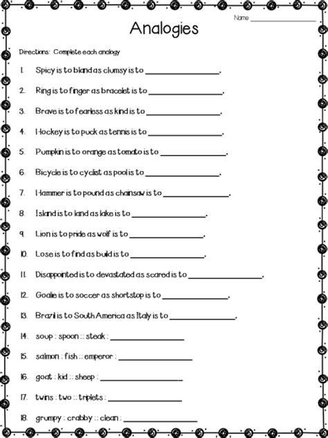 FREE Printable Analogies Practice Worksheet Analogies Anchor