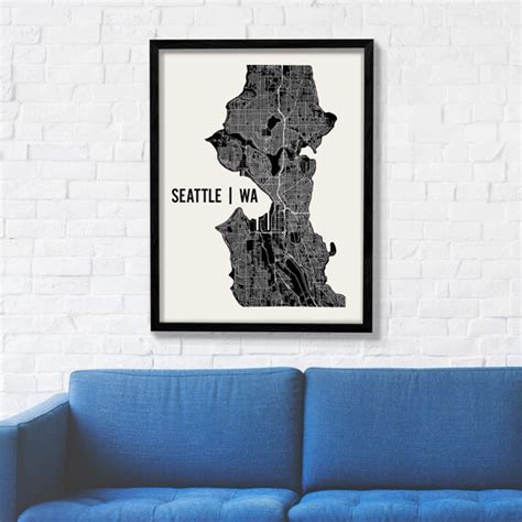 Seattle Map Seattle Wall Art Seattle Neighborhood Print - Etsy