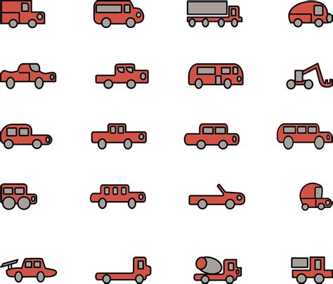 Red Car Icon Pack Illustration Vector On A White Background