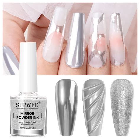 Amazon SUPWEE Silver Liquid Chrome Nail Powder For Nails Aurora