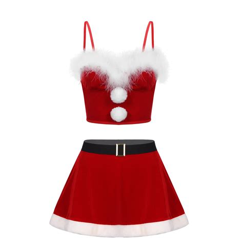 Women Christmas Lingerie Set With G String Sexy Santa Cosplay Costume