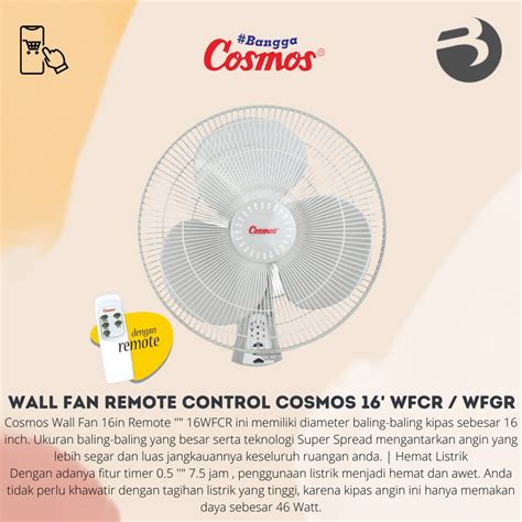 Jual Wall Fan Remote Control Cosmos Inch Wfcr Wfgr Kipas Angin