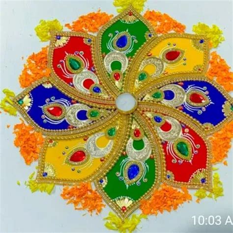 Round Multicolor Multy Colour Kundan Rangoli Packaging Type Plastic