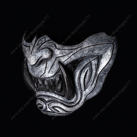 Half Face Joker Samurai Mask Ronin Oni Mempo Japanese Demon - Etsy