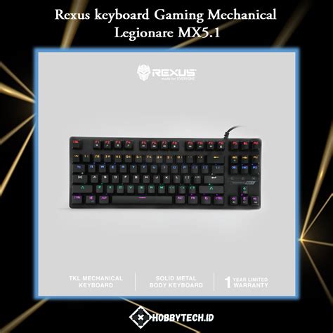 Rexus Keyboard Gaming Mechanical Legionare Mx Tkl Brown Switch Pgmall