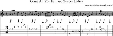 Guitar Tab And Sheet Music For Come All You Fair And Tender Ladies