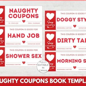 Naughty Coupons Template Printable Naughty Coupon Book Editable Sex