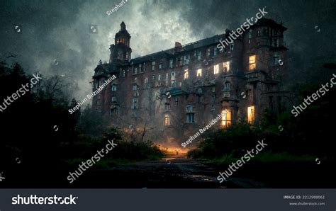 Old Abandoned Haunted Hospital Creepy Setting Stock Illustration ...