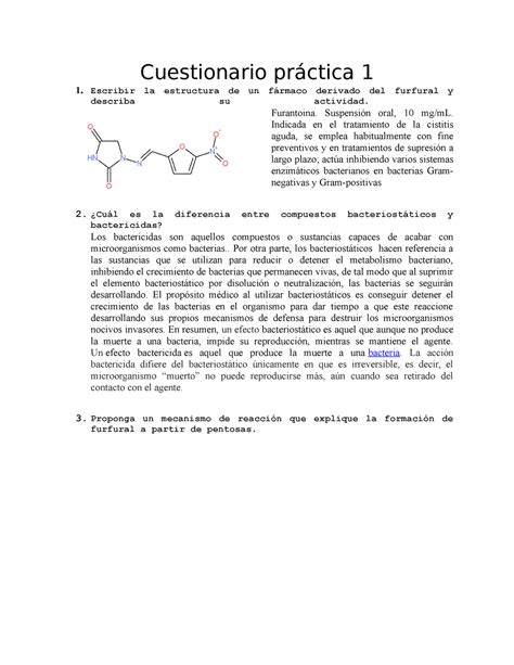 Cuestionario Práctica 1 Escribir la estructura de un fármaco derivado