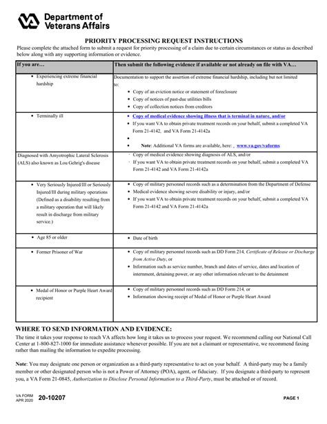 Va Form 20 10207 Fill Out Sign Online And Download Fillable Pdf