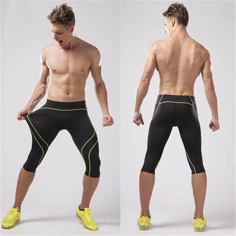 Compression Running Pants Mens 3 4 Jogging Pants Gym Clothing Sports