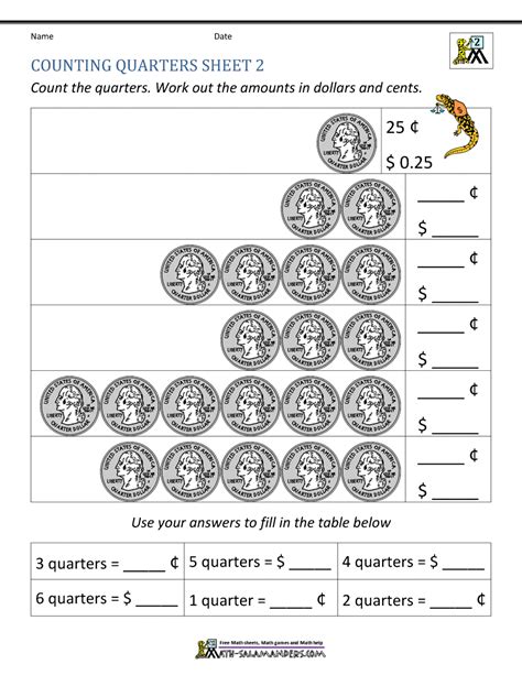 Counting Quarters Worksheet