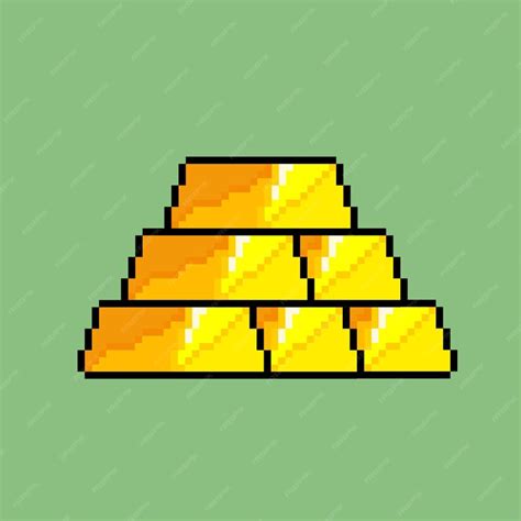 Premium Vector Pile Of Gold Bullion With Pixel Art Style