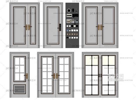 简欧式法式，双开门，单开门， 插座su草图模型下载 【集简空间】「每日更新」