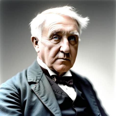 Thomas Alva Edison Portrait in Monochrome on White Background | MUSE AI