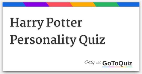 Harry Potter Personality Quiz