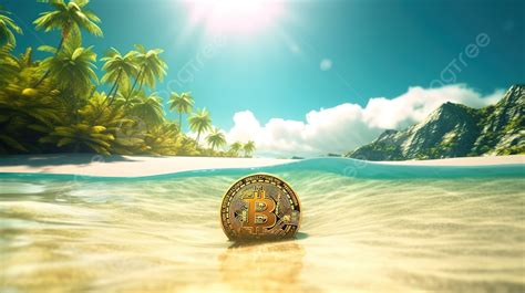 Bitcoin In The Sea Shore Hd Wallpaper Background 3d Motion Design Of A