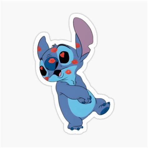 Stitch Covered In Kisses Sticker For Sale By Craftylifea Pegatinas