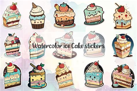 Cute Cake Stickers Bundles Graphic by sportspsd99 · Creative Fabrica