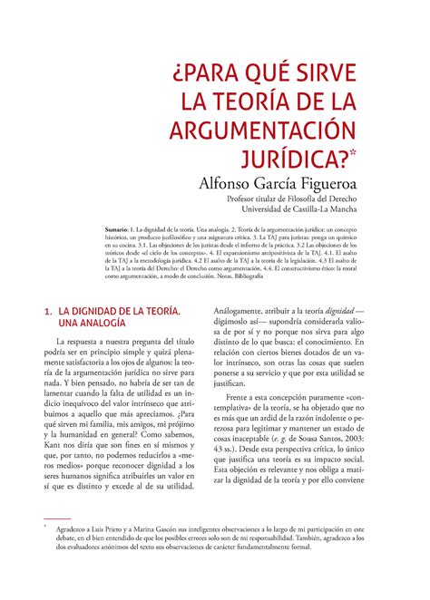 Argumentacion Juridica ¿para QuÉ Sirve La TeorÍa De La ArgumentaciÓn JurÍdica Alfonso