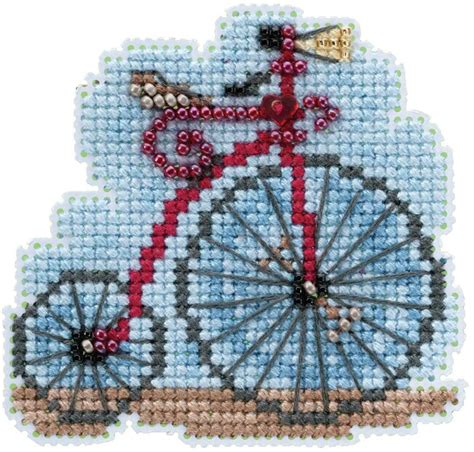 Mill Hill Counted Cross Stitch Kit 2 5 X3 Vintage Bicycle 14 Count