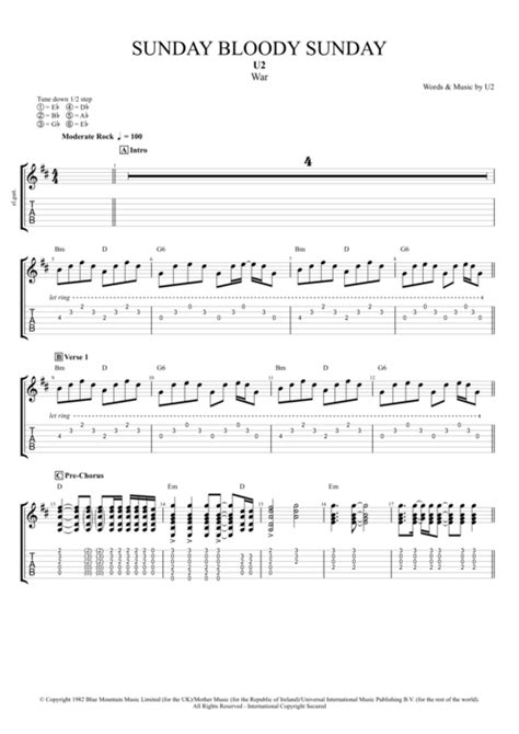 Sunday Bloody Sunday Tab by U2 (Guitar Pro) - Full Score | mySongBook