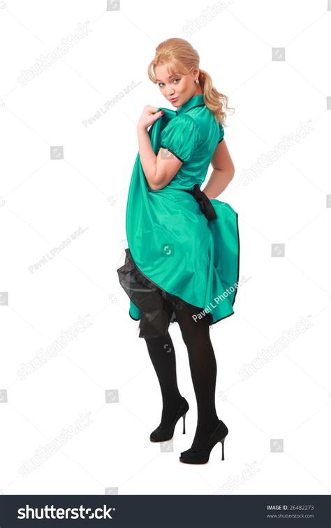 Sexy Blonde Green Dress Stock Photo Shutterstock