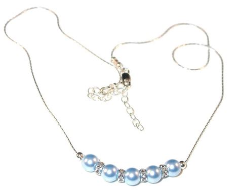 Light Blue Pearl Necklace Bridal Bridesmaid Sterling Silver Etsy