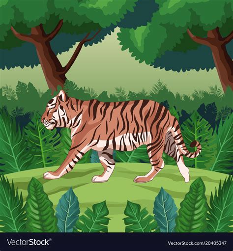 Tiger in the jungle Royalty Free Vector Image - VectorStock