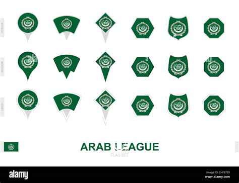 Collection Of The Arab League Flag In Different Shapes And With Three