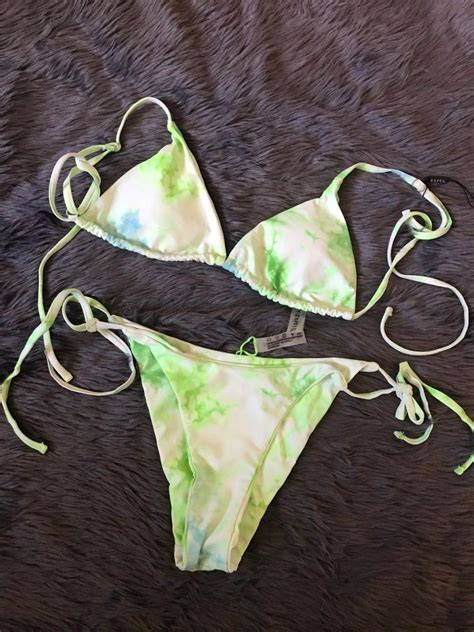 ZAFUL Green Tie Dye Swimsuit Bikini Women S Fashion Swimwear Bikinis Swimsuits On Carousell