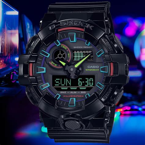 Casio 卡西歐 G Shock 虛擬彩虹雙顯腕錶 禮物推薦 畢業禮物 53 4mm Ga 700rgb 1a G Shock Yahoo奇摩購物中心