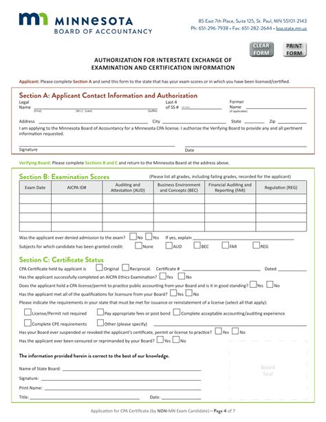 Minnesota Application For Minnesota Cpa Certificate License By Non