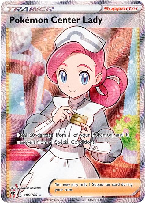 Pokémon Center Lady 185 185 Vivid Voltage♡ In 2022 Full Art Pokemon Cards Pokemon Trainer