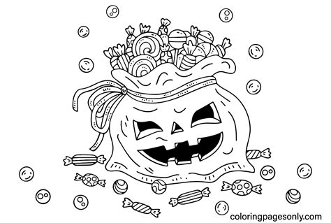 Halloween Candy Coloring Page Free - Free Printable Coloring Pages