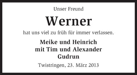 Traueranzeigen Von Werner B Hm Trauer Kreiszeitung De