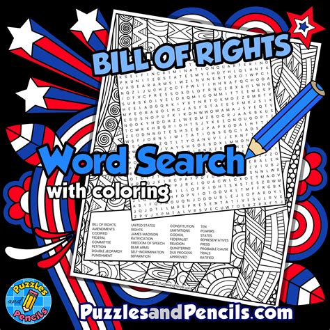 Bill Of Rights Word Search Puzzle With Coloring Us History Wordsearch