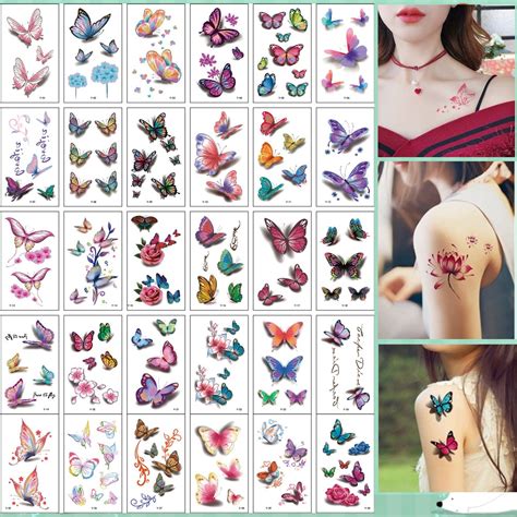 Pcs Set No Repeat Temporary Tattoo Stickers Waterproof Arm Clavicle