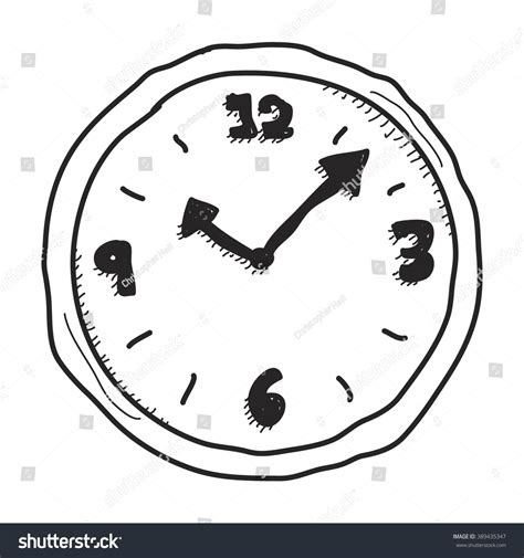 Simple Hand Drawn Doodle Clock Stock Vector Royalty Free