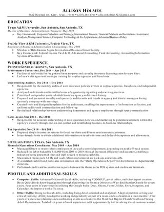 Allison Holmes Resume Pdf