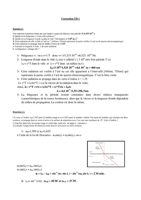 Correction Td N Correction Td Exercice Une Radiation