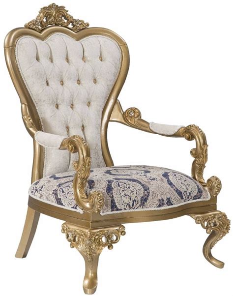 Casa Padrino Luxus Barock Sessel Blau Wei Gold X X H Cm